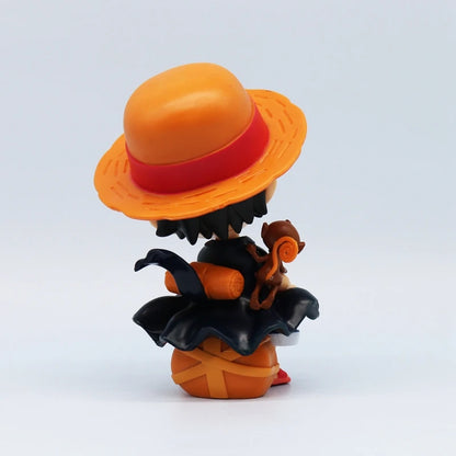 13cm One Piece Anime Figure Sitting Laughing Luffy Action Figures Kawaii Sanji Zoro Figurine Room Car Ornaments Collection Toys