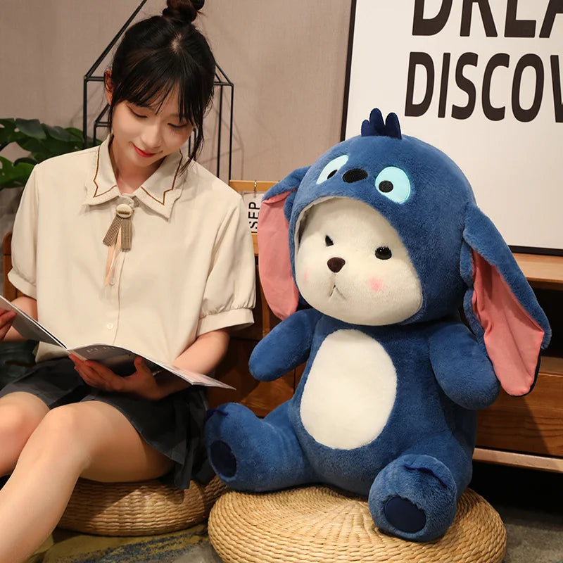 Big Size Cute Bear Turn Into Stitch Cuddly Cushion Lovely Stuffed Anime Throw Pillow Sofa Bed Home Decor Plushies Xmas Gifts