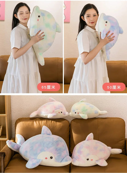 50-80cm Kawaii Fantastic Rainbow Colorful Plush Dolphin Stuffed Animals Doll Decoration Birthday Gifts Soft Pillow Children Gift