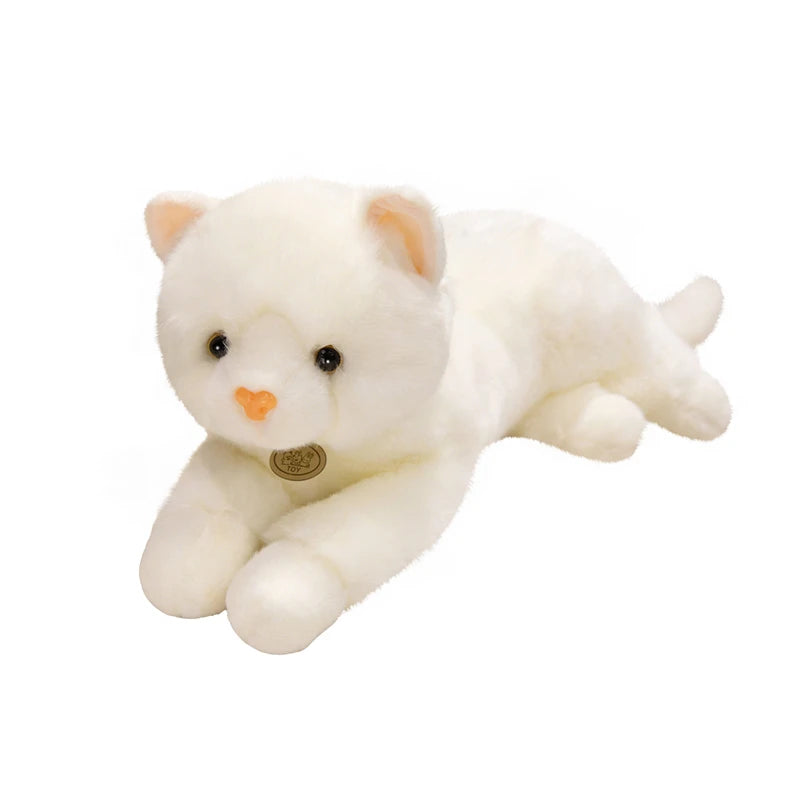45/60cm Realistic White Cat Plush Toy Cute Lifelike Cat Stuffed Doll Soft Animal Plushies Birthday Gifts For Girl Home Decor