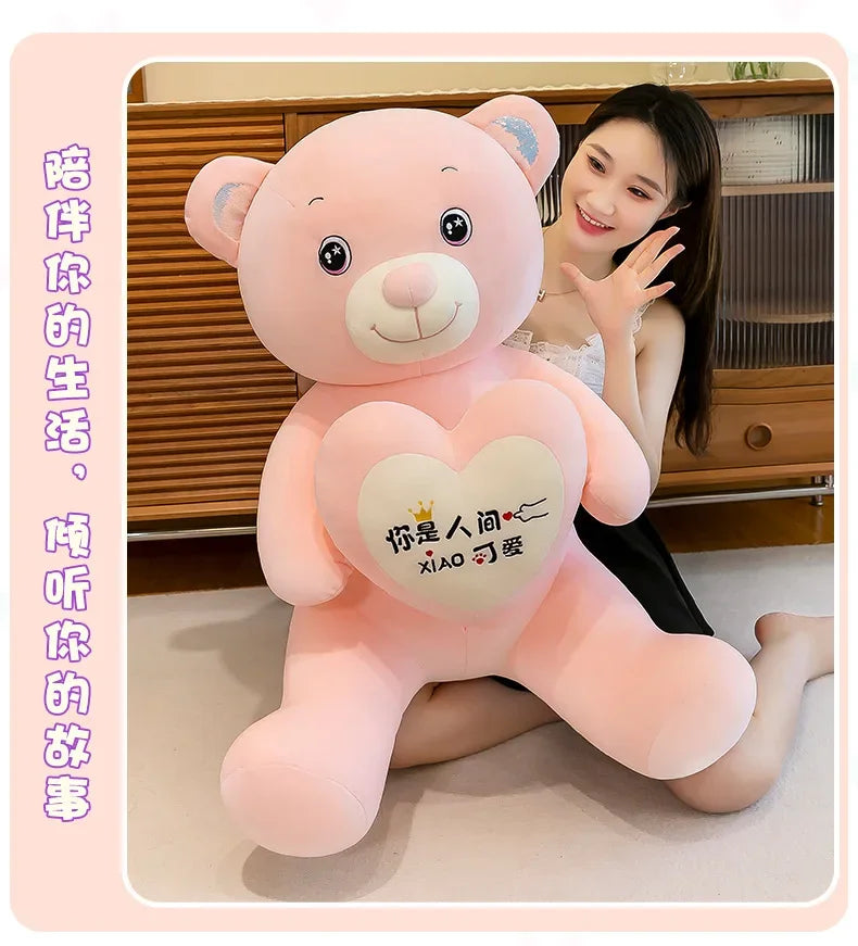 Soft Plush Doll for Children Girlfriend and Wife Heart Little Bear Stuffed Animal Bear Plush Toys Women Valentines Day Gift