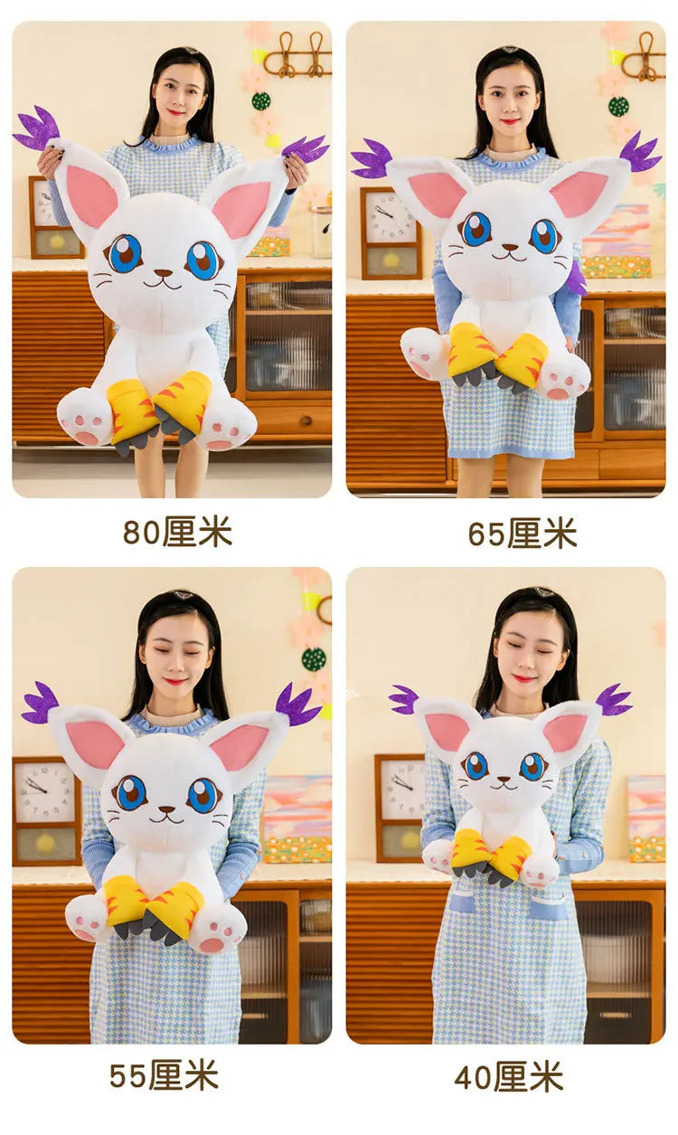 40-80CM Large Big Size Gatomon Plushies Tailmon Peluche Cartoon Anime Plush Comfortable Soft Doll Children's Ornament Toy Gifts