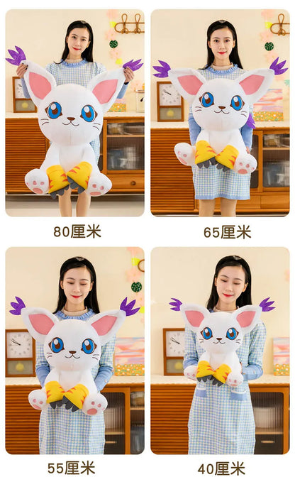 40-80CM Large Big Size Gatomon Plushies Tailmon Peluche Cartoon Anime Plush Comfortable Soft Doll Children's Ornament Toy Gifts