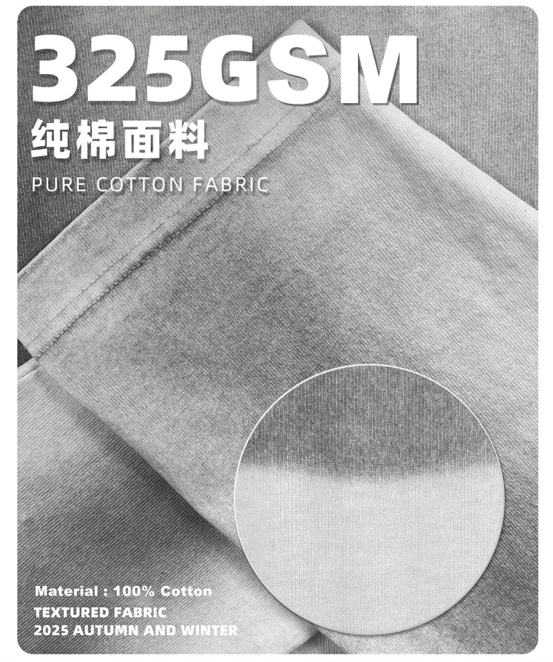 ZODF Retro Man's 325gsm Cotton Full Sleeve T-Shirts Unisex Distressed Wastland Style Monkey Washed T Shirt Tees HY1160