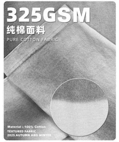 ZODF Retro Man's 325gsm Cotton Full Sleeve T-Shirts Unisex Distressed Wastland Style Monkey Washed T Shirt Tees HY1160