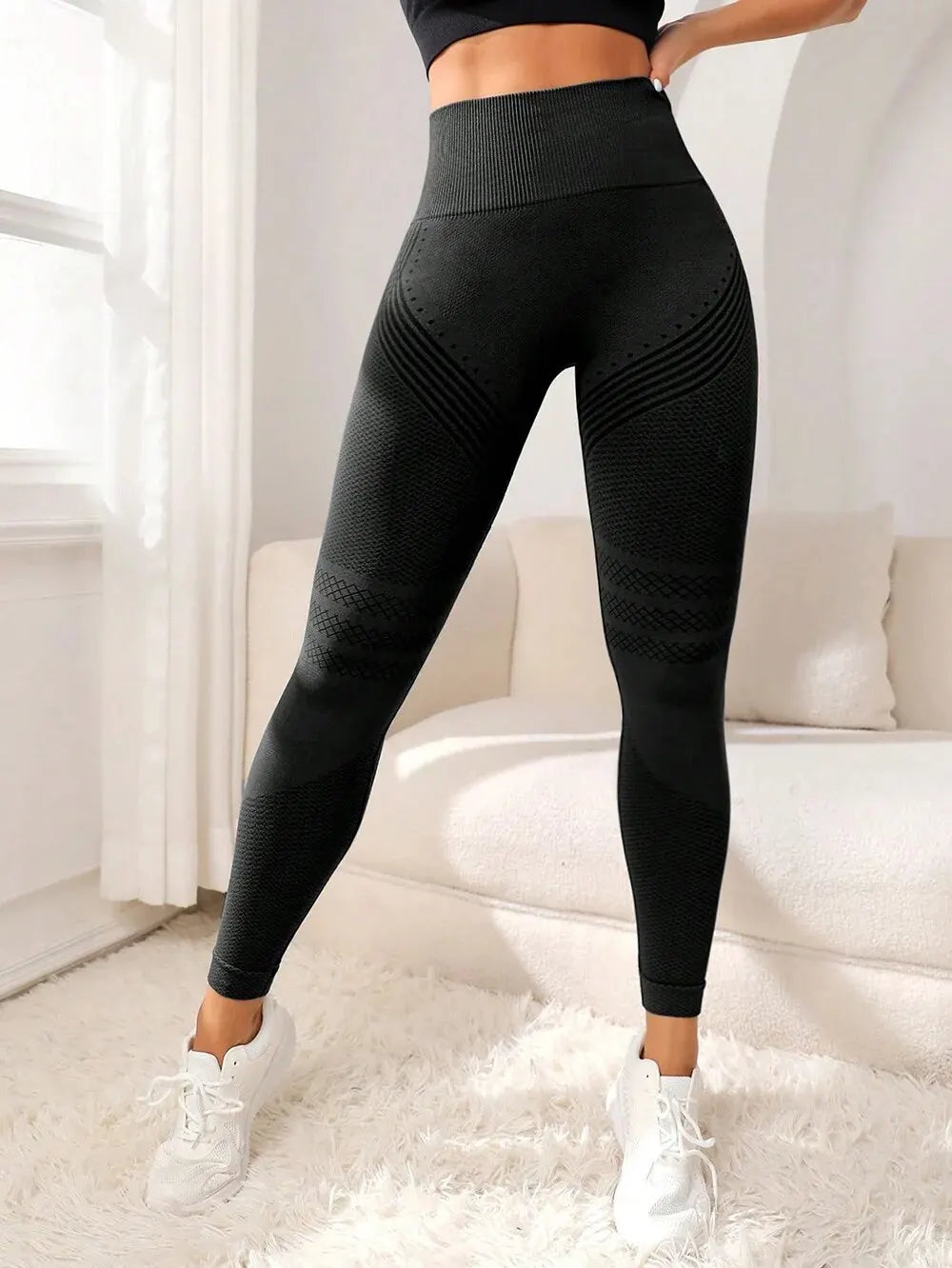 Women’s High-Waisted Elastic Sports Pants with Sexy Butt Lifting Lines – Tight Fitness Leggings for Running and Yoga