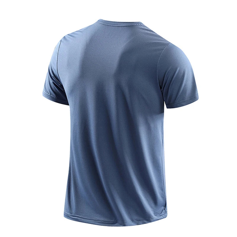 Chrlck Men’s Quick Drying Breathable Running T-Shirt Soft Elastic Outdoor Sports Shirt Summer