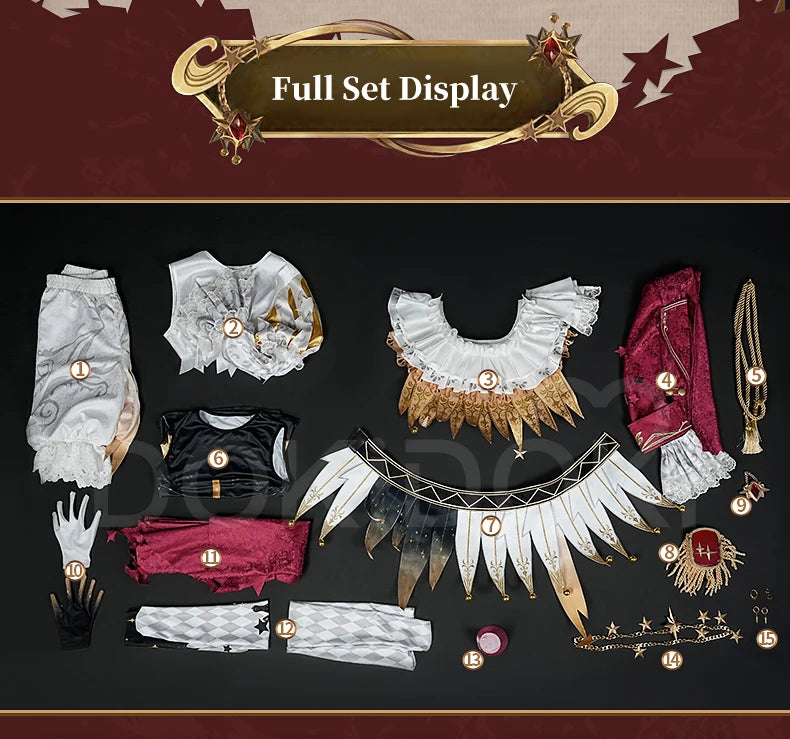 Mike Morton Cosplay Costume Game Identity V【S-3XL】DokiDoki-R Hullabaloo Mike Morton Brightest Star Clown Costume Plus Size