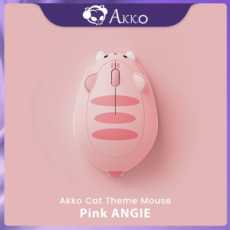 Akko Cat Theme Wireless Tri-mode Mouse 2.4GHz Bluetooth 3.0/5.0 for PC Laptop Plug and Play - Pink