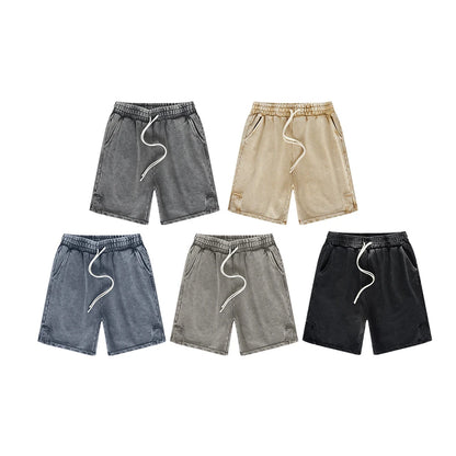 ZODF 2024 Summer Men 350gsm Washed Cotton Shorts Unisex Retro High Street Loose Side Slit Short Pants Streetwears HY0839