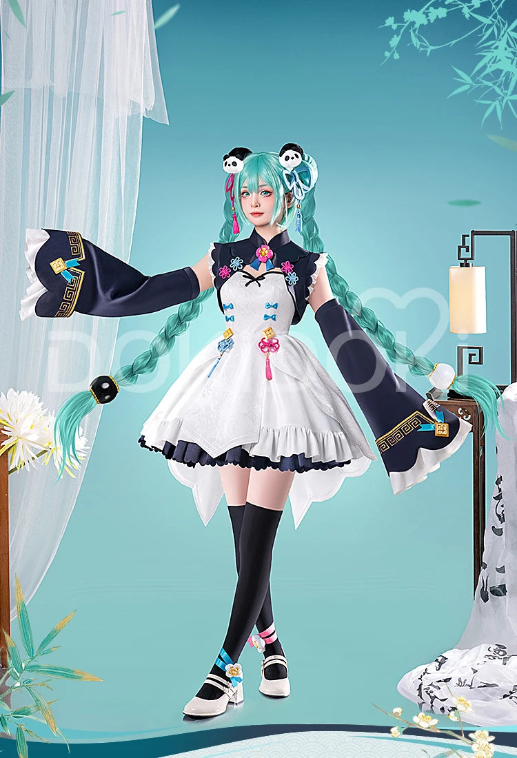 MIKUU Cosplay Costume Game Cosplay DokiDoki-R Mikku Cosplay Women Cute Lolita Dress Costume Mikuu Panda Cosplay Wig