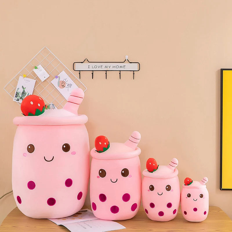 Bubble Tea Boba Plushie Kawaii Room Decor Plush Toy Stuffed Ice Cream Food Milk Tea Soft Hug Cushion Birthday Gift for Kids