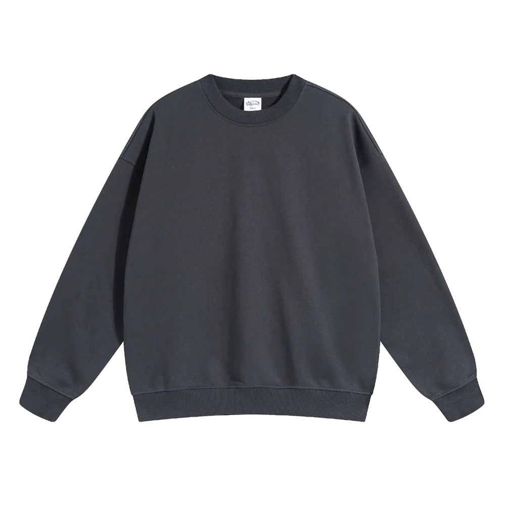 ZODF 2024 Autumn Winter Men's Basic O-Neck Sweatshirt Unisex Loose Solid 430gsm Terry Pullovers Streetwears HY0910