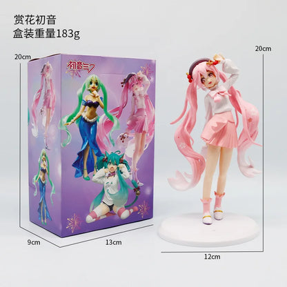 20CM Anime Hatsune Miku Figure Dress up of cherry blossom viewing Model Toy Gift Action Figure Cake Decoration Car Ornament