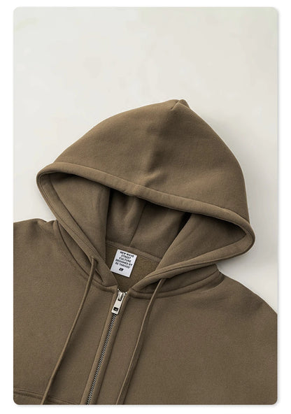 ZODF 2024 Winter Women Zipper Crop Hoodies Female Girls Solid 345gsm Warm Fleece Short Hooded Zip-Up Coat HY0911