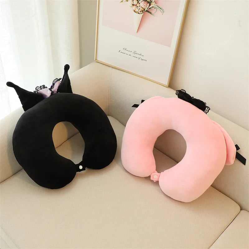 Cartoon Anime My Melody Plush Toy Soft Cute Sanrio Kuromi U-Shaped Pillow Nap Pillow Car Travel Pillow Gifts For Girl