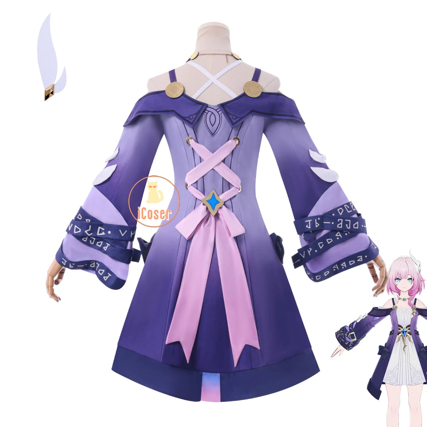 Cyrene Cosplay Costume Wig Dress Honkai Star Rail Uniform Headwear Amphoreus Carnival Halloween Party for Women Girls Role Play