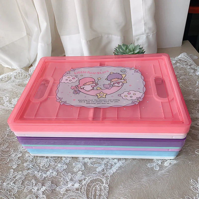 New Sanrio Japanese Cartoon Melody Coolomey Foldable Cosmetic Storage Box Plastic Cover Dust Proof Desktop Cover Sorting Box
