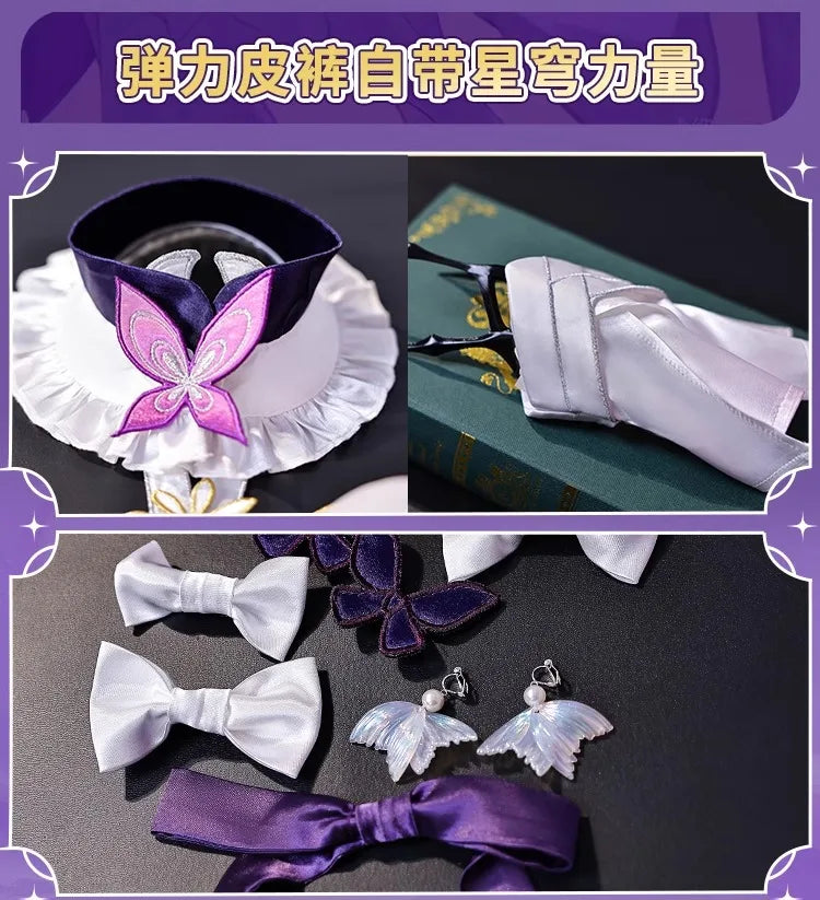 Honkai Star Rail Castorice Cosplay Costume Wig Dress Earrings Headwear Halloween Party for Women Girls Carnival Game Cos Props
