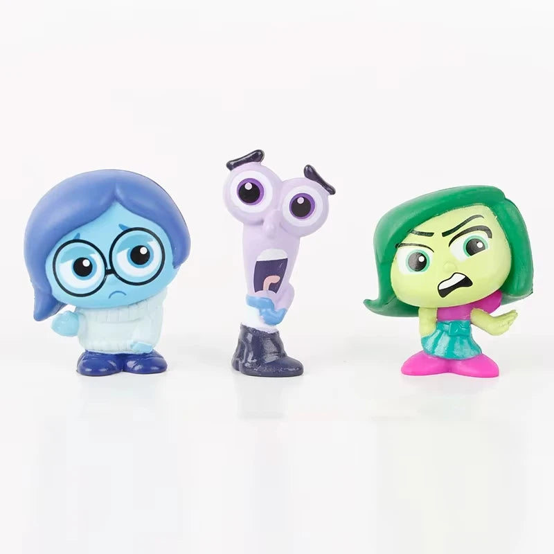 9Pcs/Set Mini Inside Out 2 Action Figure Toy Cartoon Movie Joy Anxiety Anger Sadness Disgust Fear Model Doll Figurines Kids Gift