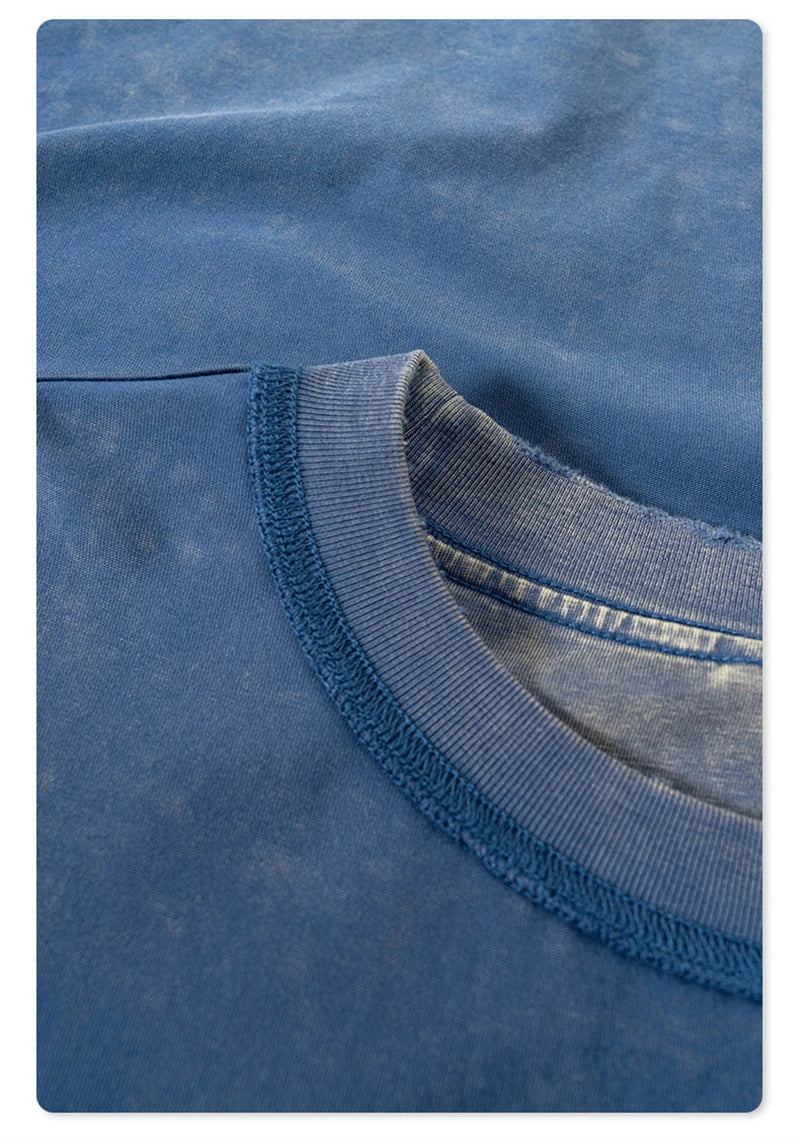 ZODF Vintage 2024 Summer Men Washed Solid 230gsm T-Shirts Unisex Ripped Breathable Quick Dry Cooling Feeling T Shirt Tees HY0801