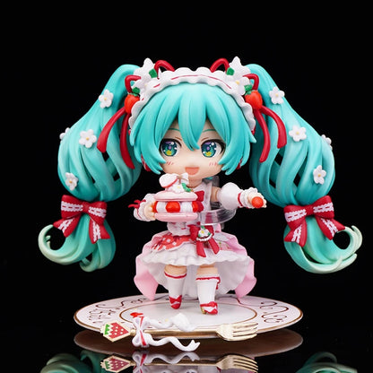 10cm/3.94in #1939 Hatsune Miku Anime Figure 15th Anniversary Strawberry Miku Action Figure #1940 Miku Collection Model Doll Toys
