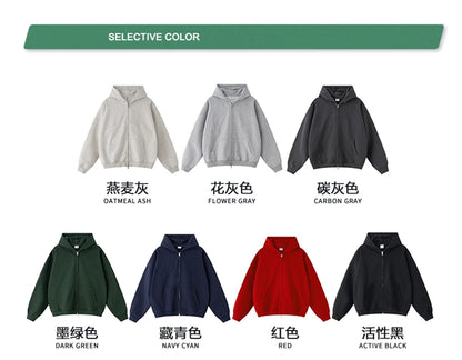 ZODF Trendy 2025 Heavy Weight 445gsm Zipper Hoodies For Man Unisex Casual Zip-up Hooded SweatShirts Coats HY1102