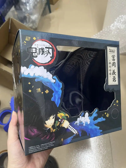 17cm Demon Slayer Anime Tomioka Giyuu Action Figure Water Breathing Statue Figurine Model Collection Room Decora Desk Toys Gift