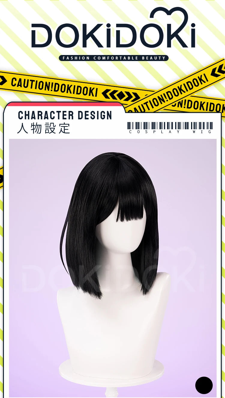 IN STOCK SUA Wig Anime Cosplay Wig Alien Stage DokiDoki Women 35cm Black Short Hair Ear Clips Heat Resiatant Hair Free Wig Cap