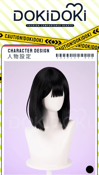 IN STOCK SUA Wig Anime Cosplay Wig Alien Stage DokiDoki Women 35cm Black Short Hair Ear Clips Heat Resiatant Hair Free Wig Cap