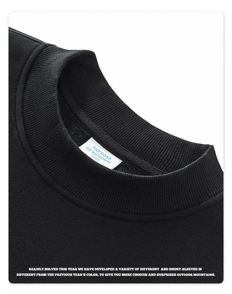 ZODF Fashion Men Winter Side Split Fleece Sweatshirt Winter Unisex Oversized 350gsm O Neck Warm Pullovers Brand Clothing HY0058