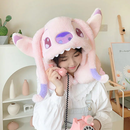 Cartoon Angel Travel Neck Pillow Car Neck Hooded Pillow U-Shaped Portable Blackout Nap Pillow Adjustable Traveling Neck Pillow