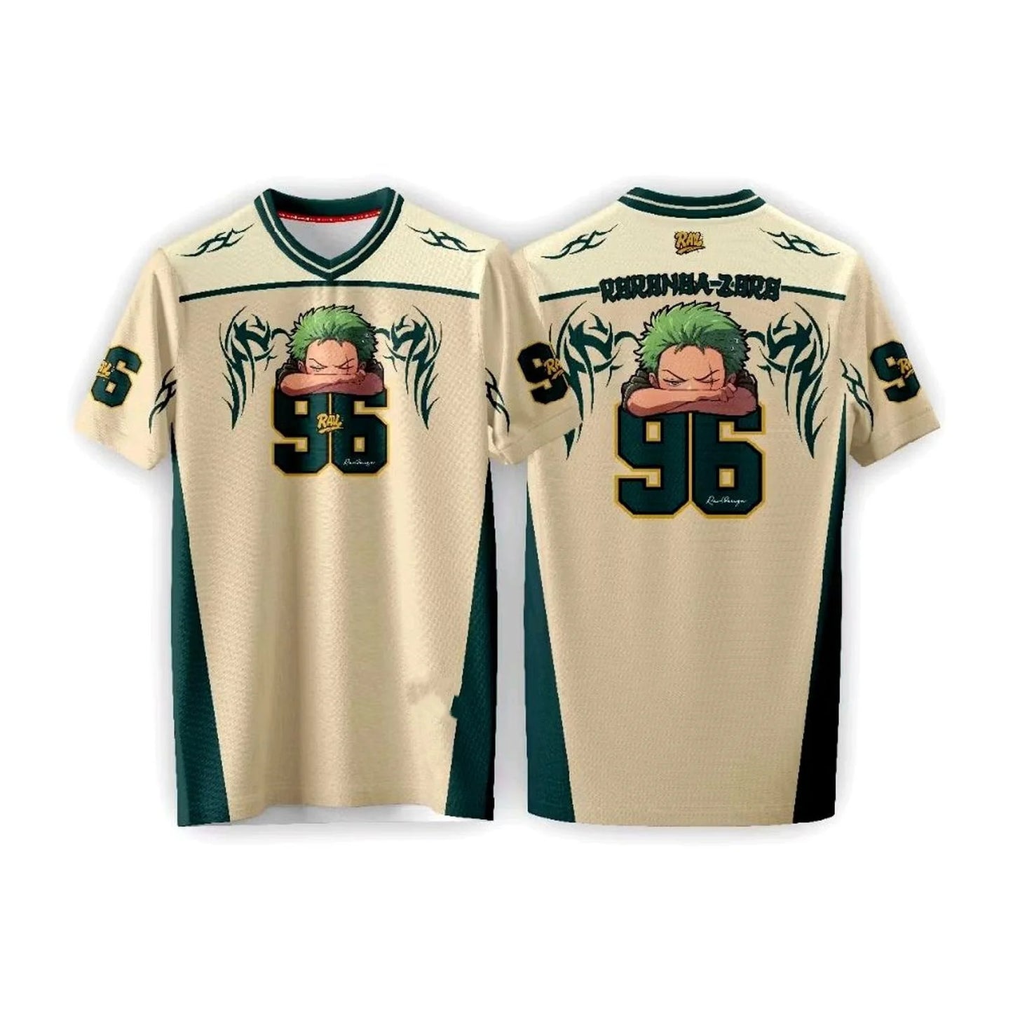 96 Jersey One Piece Zoro Anime Anime Y2k Korean Style Baseball Hockey T-shirt Fashion Streetwear Anime Daily Unisex Tops Tees