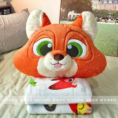 Cartoon Animal Zootopia Cushion Blanket Comfortable Soft Bed Back Cushion Nick Judy Fox Rabbit Leopard Cushion Blanket Car Gift
