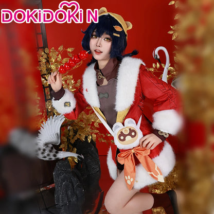 IN STOCK Xiangling Cosplay Costume Game Genshin Impact【XS-3XL】DokiDoki-N New Skin Cherries Snow-Laden Plus Size