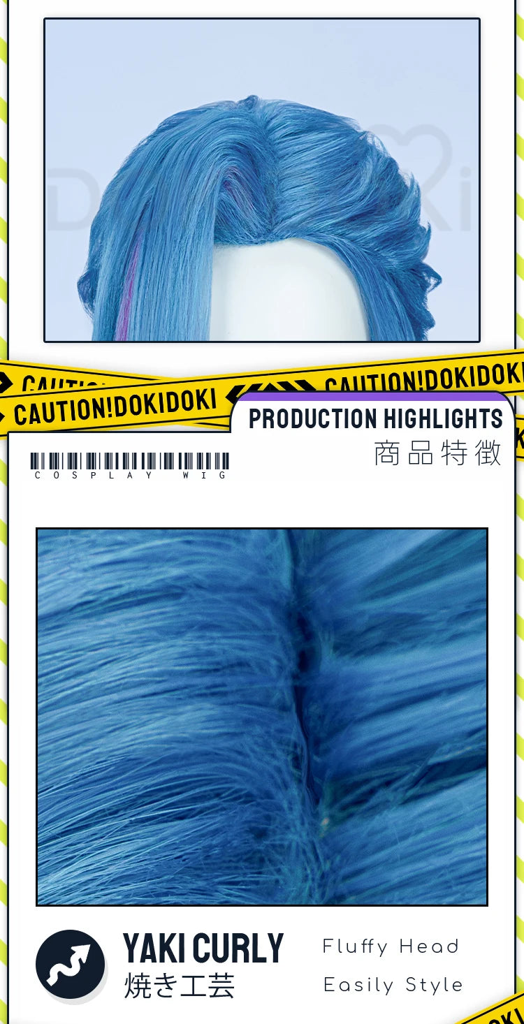 IN STOCK Jinxx Wig Game DokiDoki-R Women 38cm Hair Jinxx Cosplay Mask Tattoo Necklace Nails Bun Wig Luminous Ball Free Cap