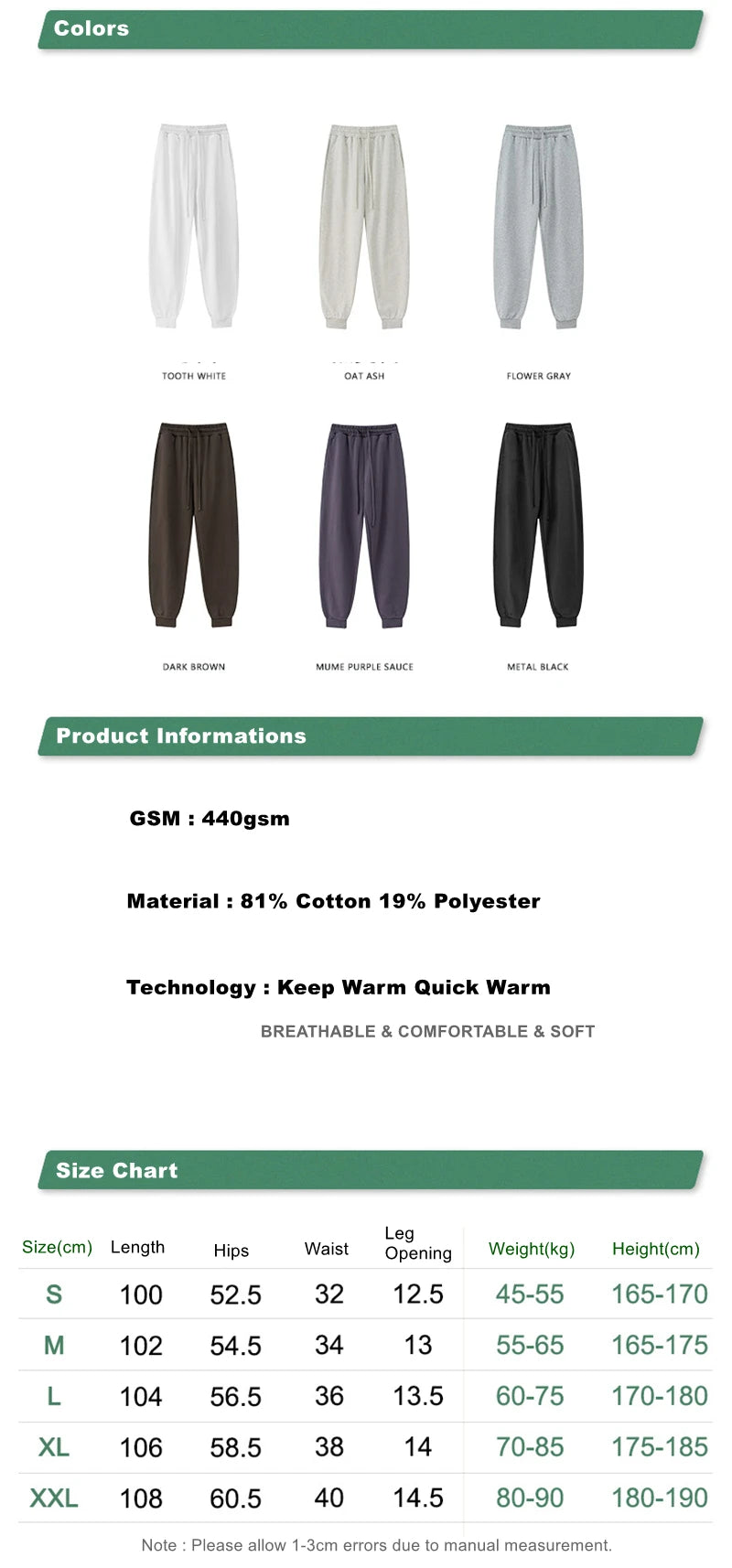 ZODF 2024 Autumn Winter Unisex Solid Sweatpants Heavyweight 440gsm Casual Loose Fit Sport Joggers HY0890