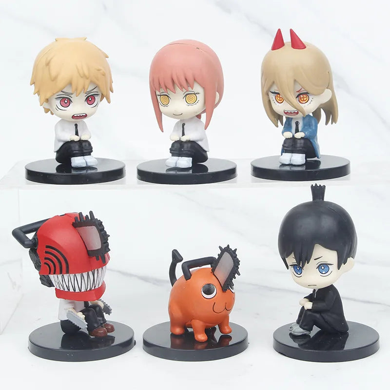 Hot 6Pcs-Set Chainsaw Man Anime Figure PVC Denji Pochita Collection Action Figures Model Set Toys Anime  Dolls Kids Gift