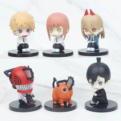 Hot 6Pcs-Set Chainsaw Man Anime Figure PVC Denji Pochita Collection Action Figures Model Set Toys Anime  Dolls Kids Gift