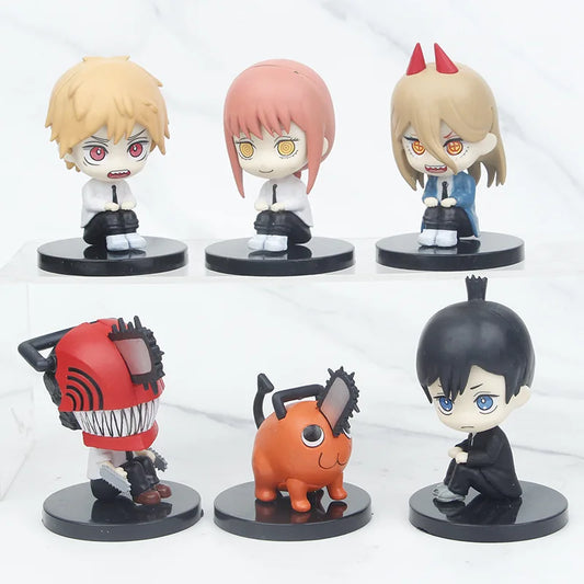 Hot 6Pcs-Set Chainsaw Man Anime Figure PVC Denji Pochita Collection Action Figures Model Set Toys Anime  Dolls Kids Gift