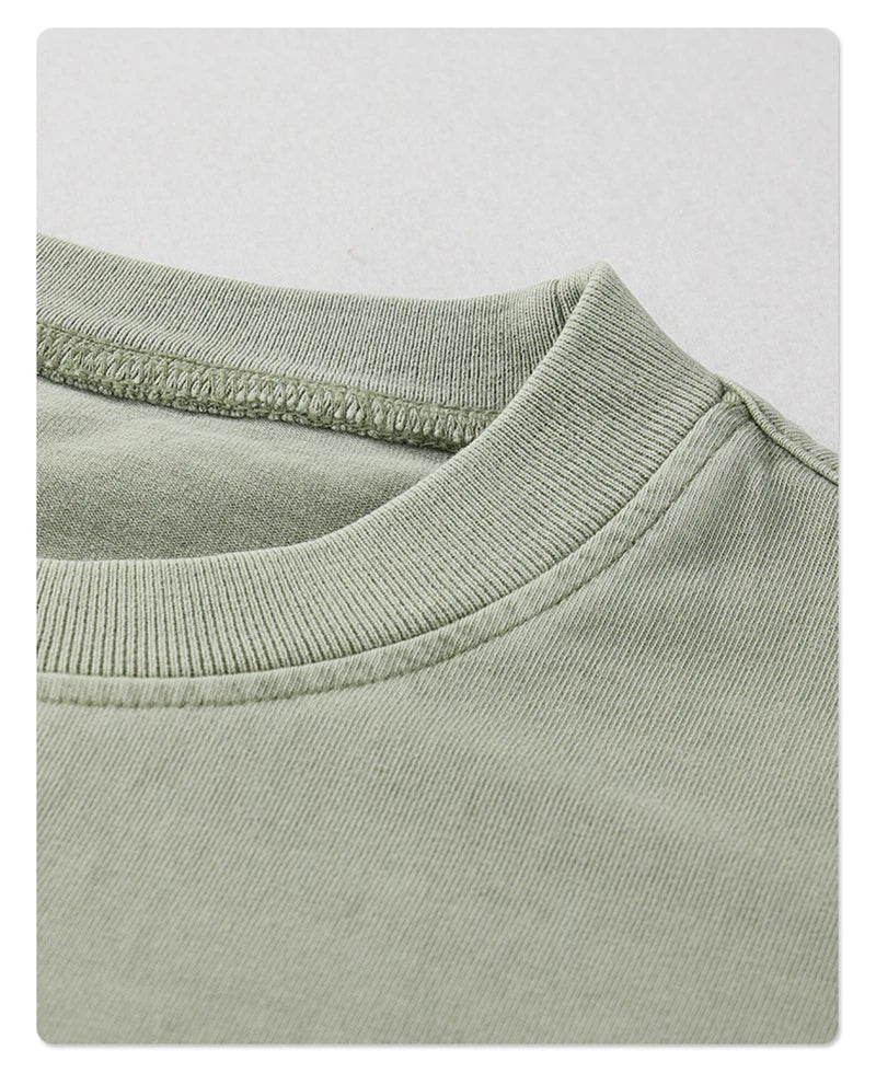 ZODF New Spring Summer Washed Cotton Solid T Shirts For Men Unisex High Street Loose Edge Oversized Noshrink T-Shirt Tee HY0465