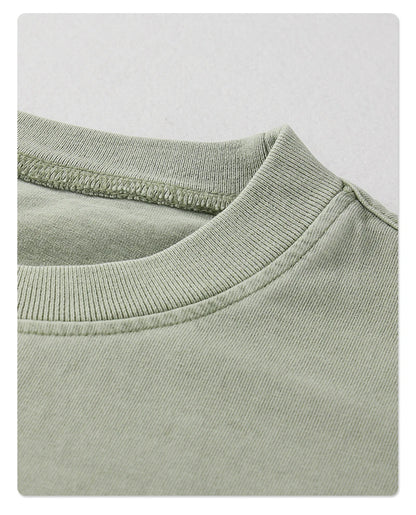 ZODF New Spring Summer Washed Cotton Solid T Shirts For Men Unisex High Street Loose Edge Oversized Noshrink T-Shirt Tee HY0465