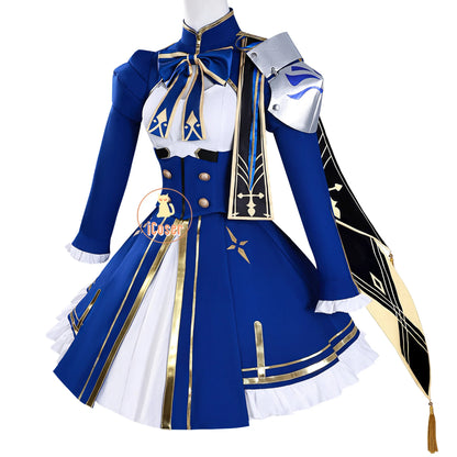 iCoser Honkai Star Rail Fate Saber Cosplay Costume Wig Blue Dress Uniform Outfit Halloween Party for Women Girls Carnival Props