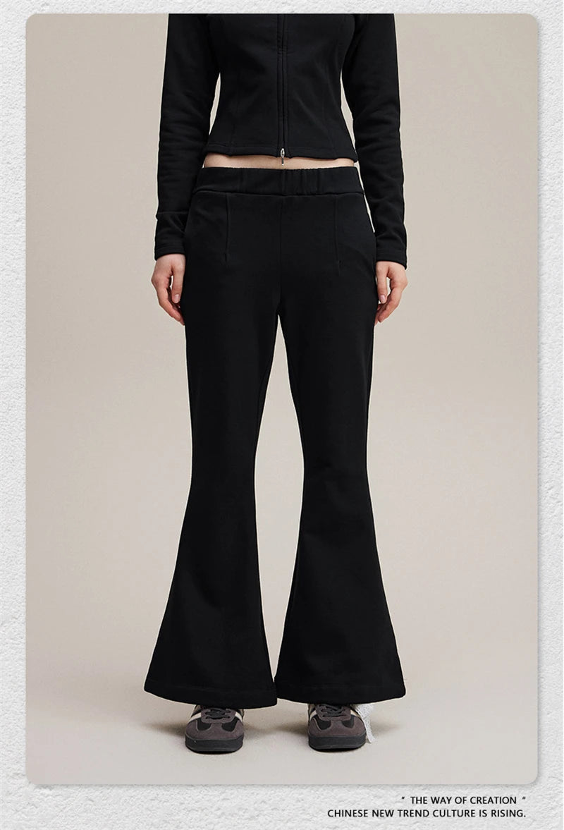 ZODF Women 2025 Autumn Sport Style Flared Pants Girls Female Mousse Muscle Sole Slimming Micro Yoga Trousers HY1095