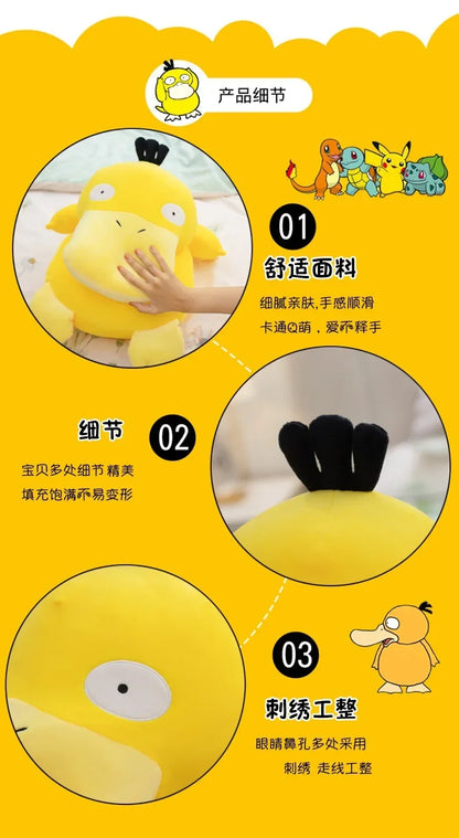 Super Big Size 100cm Pokemon Psyduck Plush Toy Soft Yellow Duck Doll Stuffed Animal Plush Toy Gift for Girlfriend Present Pillow