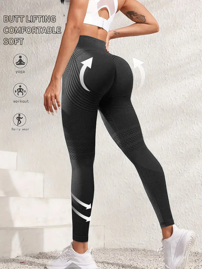 2 Pieces Women’s Push Up Workout Leggings Seamless Scrunch Butt Gym Pants