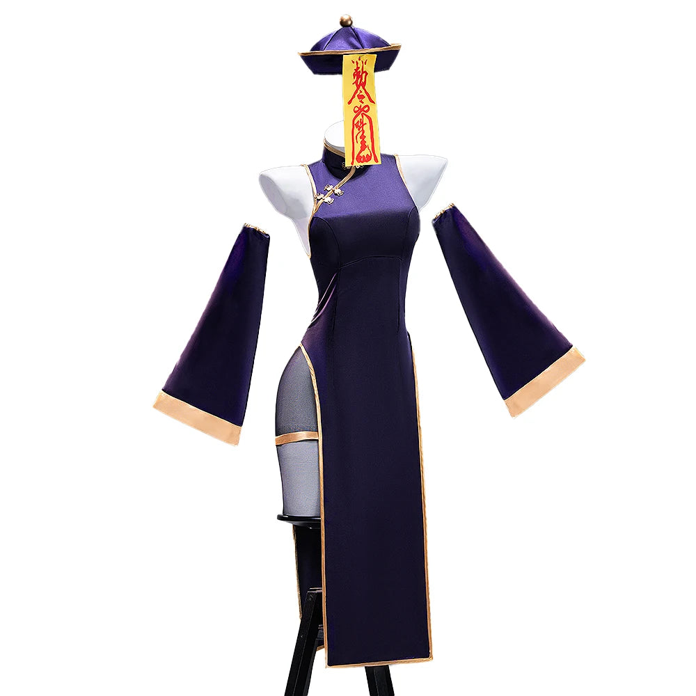 Mikuu Cosplay Costume【S-2XL】DokiDoki-N Mikku Cosplay Cheongsam Women Sexy Purple Dress Halloween Little Zombie Plus Size