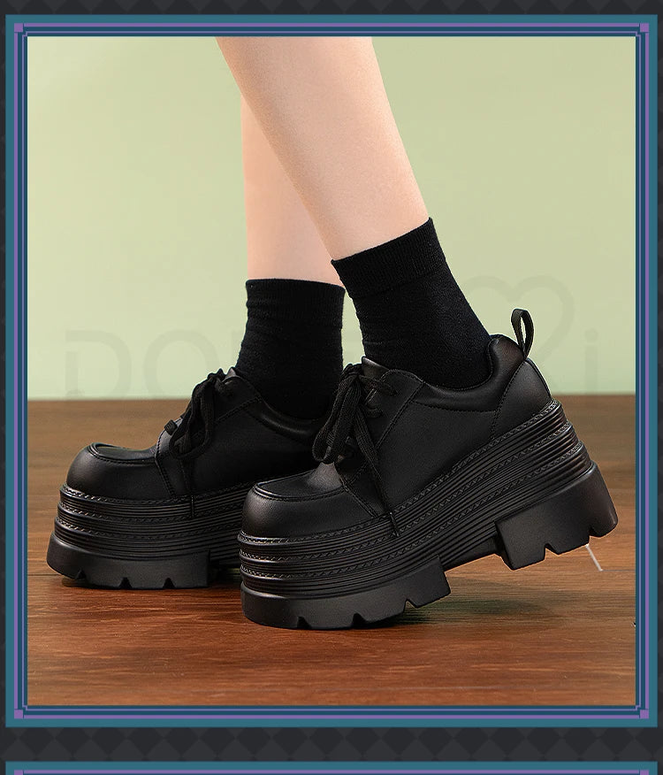 IN STOCK Men Women Cosplay Props 19cm Heightening Shoes DokiDoki Men Daily Black White 15cm Leather Shoes Halloween Cosplay