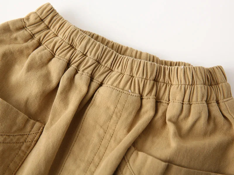 100Cotton Kids Shorts for Boys Toddler 2 to 3 4 5 6 7 8 Yrs 2025 Casual Army Green Children Shorts Cargo Shorts Side Big Pockets