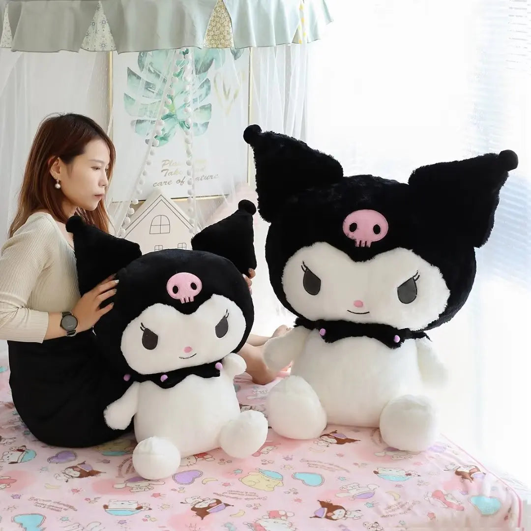 Big Size Sanrio Kuromi Series Plush Toys Kawaii Kuromi Stuffed Dolls Bedside Pillow Bay Window Large Cushion Gift For Kids